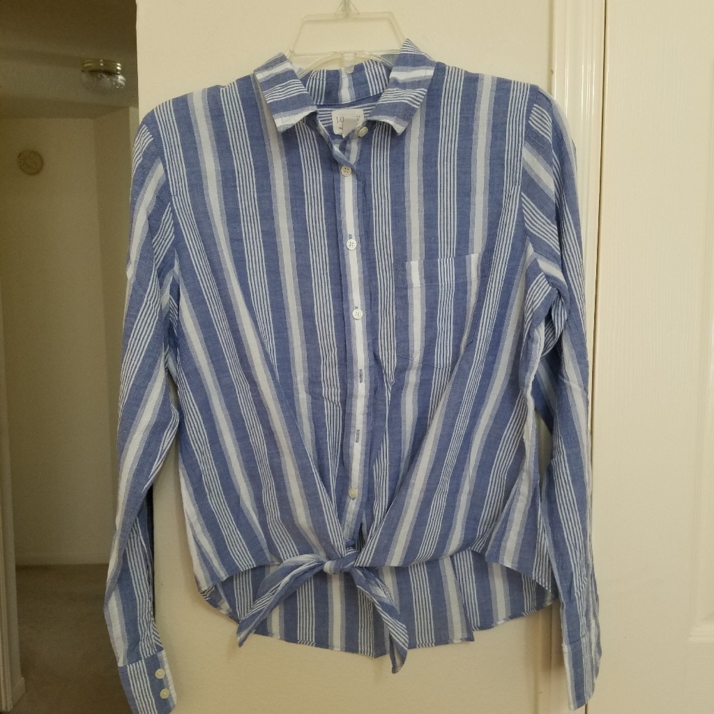 Jcrew Striped Tie Knot Blouse